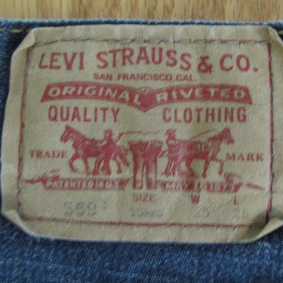 LEVI'S 569 BOY'S SIZE 10 R (28 X 25) JEANS DARK BLUE SLUB DENIM LOOSE GIRL'S RED - Picture 9 of 16